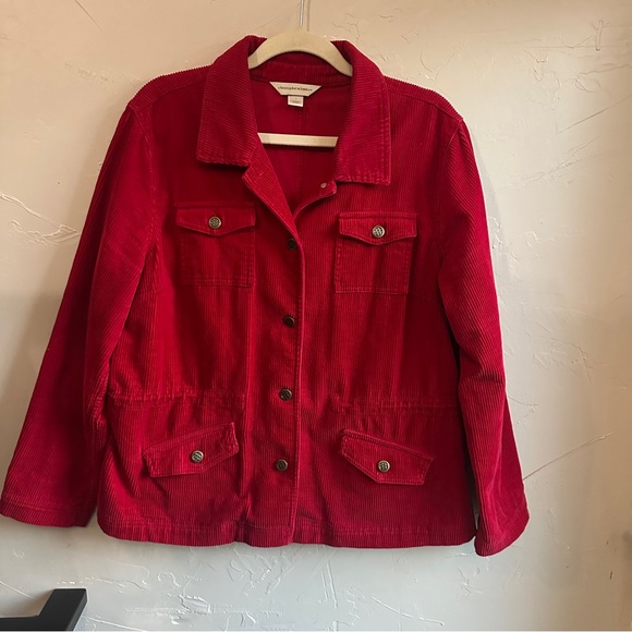 Christopher & Banks Jackets & Blazers - Vintage Christopher & Banks Red Wide-Wale Corduroy Jacket Cottagecore Chore Coat
